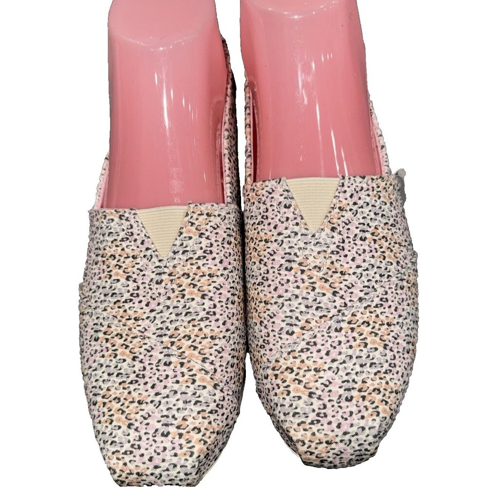 TOM'S Pastel Multi Mini Leopard Print Slip On Loafers Flats Women's Size 9.5M